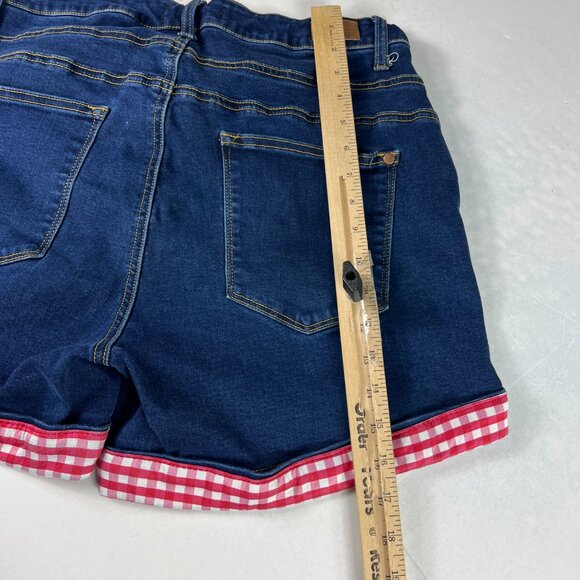 Judy Blue Jean Shorts Women's Plus 32* High Rise Blue Cuffed Denim Jorts Tag 1XL - Picture 9 of 16